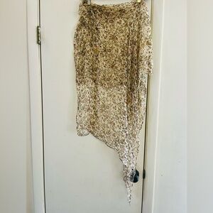 VTG 90s 100% Silk Floral Boho Rolled Edge Cottagecore Fairycore Festival Scarf